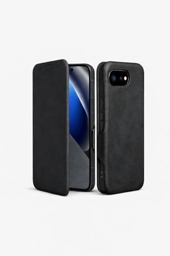 Image of Premium Vegan Leather Wallet Case for Google Pixel 10A, Premium PU Flip Cover with Card Slot, Magnetic Closure, Kickstand, Slim Durable Design, Privacy Protection - Black