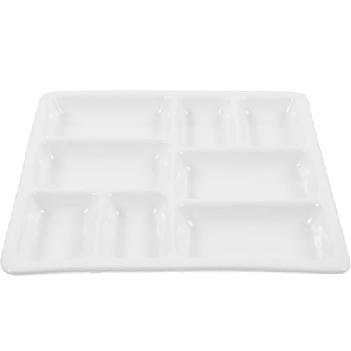 DECHOUS Paleta de Cerámica para Mezclar Pintura al Óleo y Acuarela, Bandeja Cuadrada de 7 8 Compartimentos, Multifuncional para Artistas, Pintura de Pigmentos y Manualidades