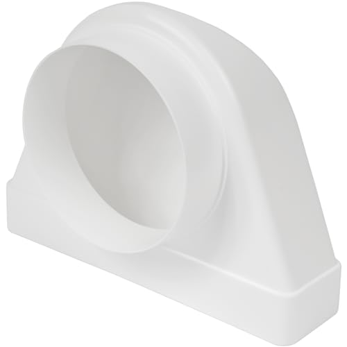 Vent Systems 220 x 55 mm bis Ø125 mm 90° Winkeladapter – Weißer Kunststoff Rohrverbinder Rechteckig zu Rund – Hitzebeständig, Luftdichter...