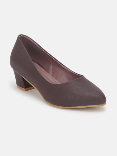 Image of Marc Loire Women's Textured Block Heel Pump Shoes for Office, Party and Formal Occasions