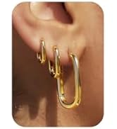 Gold Hoop Earrings for Women, Trendy 14K Gold Plated Hypoallergenic Link Huggie Earrings Stack, D...