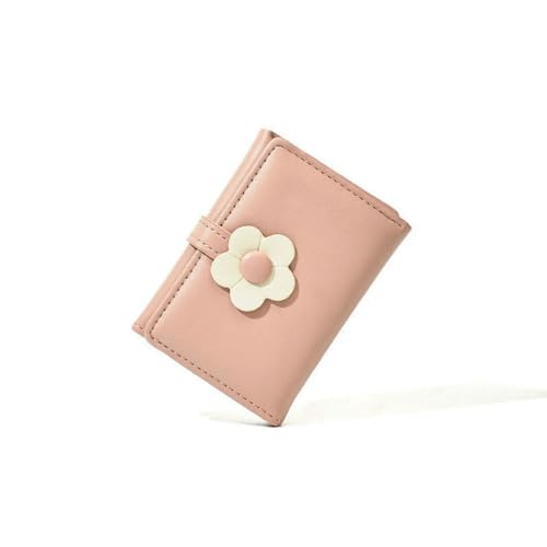 Women Cute Small Wallet Tri-Folded Wallet With Flowers Pu Leather Print Card Holder Coin Purse-Black4