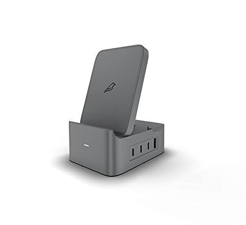 Fledging Spruce 5 in 1, ETL Certified Qi-Wireless Compact Desktop Charging Station, GaN Powered 140W USB-C, USB-A, Charger Stand for iPhone/iPad/Airpods/Apple Watch/Android/Pixel/OnePlus (Gray)