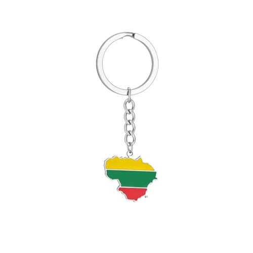 LUTAKU Porte-clés carte et drapeau de la Lituanie pour homme et femme, pendentif carte de la Lituanie, accessoires de bijoux en acier inoxydable, Argenté., taille unique