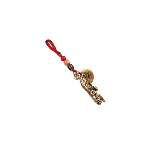 ADERFETBI Llavero Llavero de Coche con talismán de Tigre de latón Puro, Colgante Seguro for Hombre con Monedas de Cinco emperadores, Colgante de Mochila Simple y Elegante for Mujer Llavero Coche