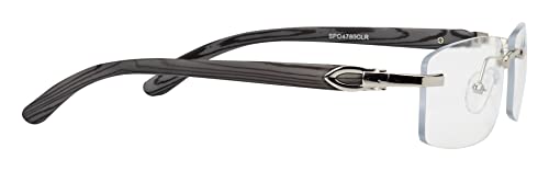 FLAWLESS EYEWEAR Elite Slim Rimless Rectangular Metal & Wood Art Sunglasses3