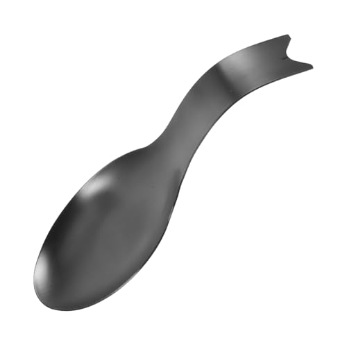 ABOOFAN Soporte de cuchara de de ranurado utensilio portacucharones sostenedor de la tapa de la cacerola soporte para la cuchara de café Acero inoxidable Black