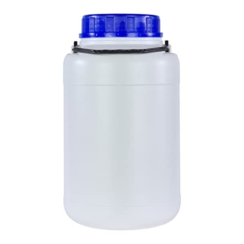 Bote 5 litros boca ancha con tapa y asa. Bidón de plástico. Blanco. 1 Unidad.