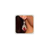 Aneneiceera Vintage Teardrop Red Earrings Gold Oval Ruby Drop Earring Ruby Crystal Dangle Earring Retro Rhinestone Earrings Jewelry for Women (Red)