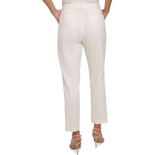 DKNY Womens Solid Linen Dress Pants Ivory 162