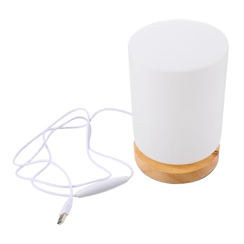 Lámpara de mesita de noche LED con base de madera cálida miniatura 5