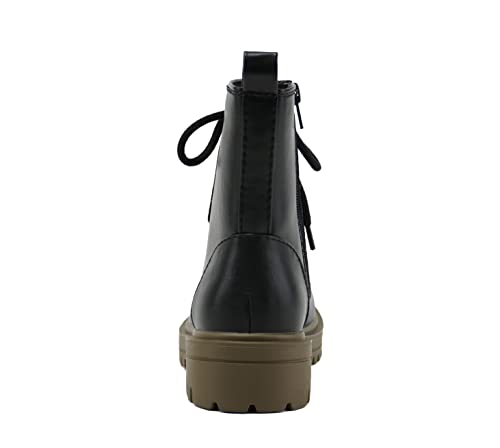 Image of Soda FIRM - Lug Sole Combat Ankle Bootie Lace up w /Side Zipper