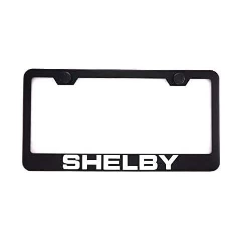 Vestian Shelby Mustang F150 Black Car License Plate Frame Cover Holder with Caps Screws Rust Free Stainless Steel (2) Cover