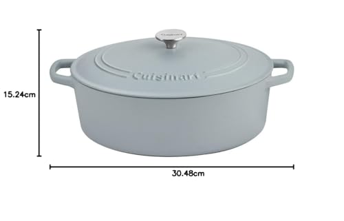 Image of Cuisinart Oval Cast Iron Casserole, Matte Grey, 7 Qt