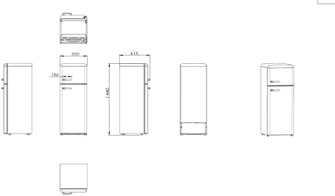 Amica FDR2213DB Freestanding 70/30 Fridge Freezer with Top Mount Freezer, 206L total capacity, 144cm high, 55cm wide, Blue Retro with Chrome Handles