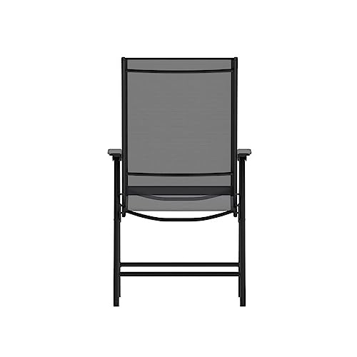 Flash Furniture 2-TLH-SC-044-BKBK-GG Paladin Black Outdoor Folding Patio Sling Chair thumb #8