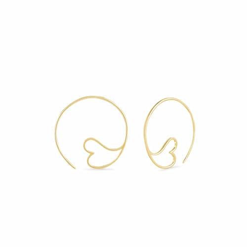 Boma Jewelry Sterling Silver Amore Heart Pull Through Hoop Earrings