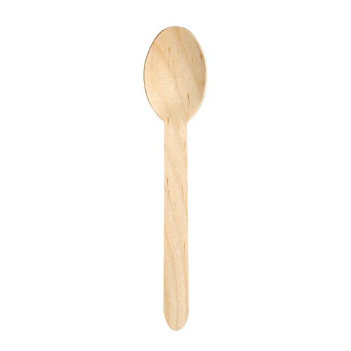 Birchware Disposable Wooden Spoons (100 count), 6.5
