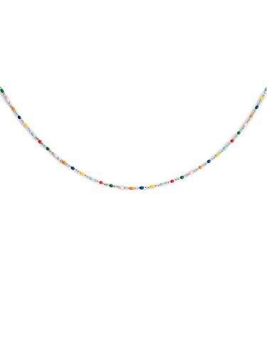SINGULARU - Collar Dots Colors Enamel Plata. Cadena con Bolitas de Colores. Plata de Ley 925 con Acabado Baño de Rodio. Largo 35cm + 5cm de Alargador. Joyas para Mujer