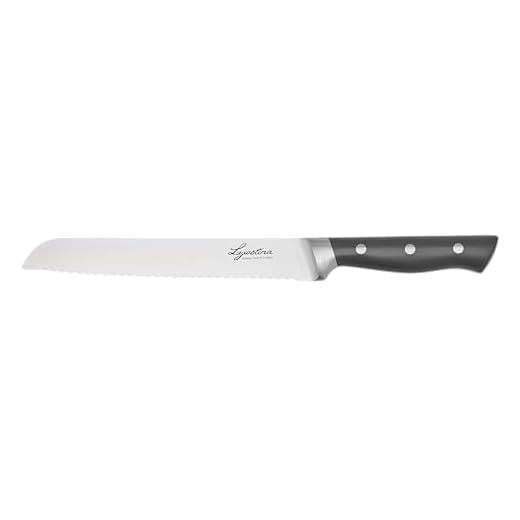 Lagostina Virtuoso, Coltello da Pane 20cm, Robusto e Resistente, Lama in Acciaio Inox, Manico Ergonomico Rivettato con Rinforzo, Elevata Affilatura, Taglio senza sforzo