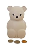 Neutral Silicone Teddy Bear Coin Bank for Kids, Baby, and Toddler. Unbreakable Piggy Bank for Kids -Nursery Decor - Durable Money Bank Gift for Children