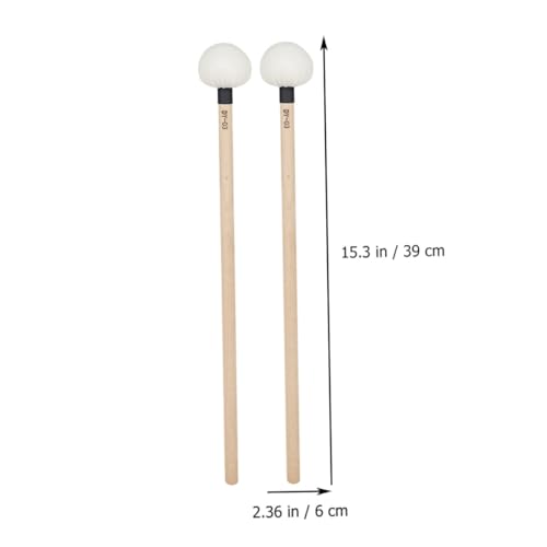 SHOWERORO 2 piezas de mazas de tambor de fieltro con mango para instrumento de percusión para bombo y suave miniatura 6