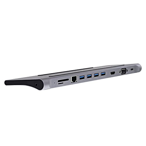 Dock USB 11 en 1 Tnb DOCKUSBC11 de aluminio gris con múltiples puertos de conexión para ordenador