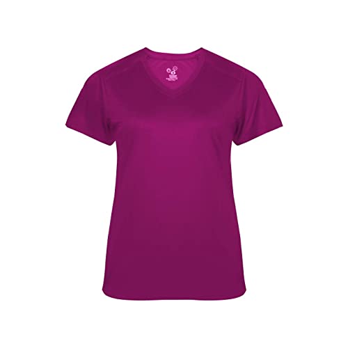 Badger Sports Ultimate Ladies' V-Neck Tee Hot Pink Large