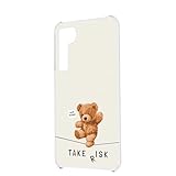 Galaxy S21 5G 用 SC-51B SCG09 対応 ケース ハードケース リスク熊 テディベア キャラクター ホワイト ケータイカバー h210581