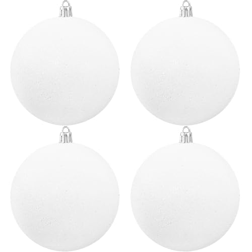 Large 4 in White Glitter Christmas Ornament...