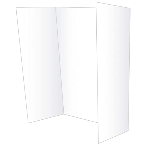 Eco Brites Two Cool Tri-Fold Poster Board, 28 X 40, White/White, 12/Carton #TOP1