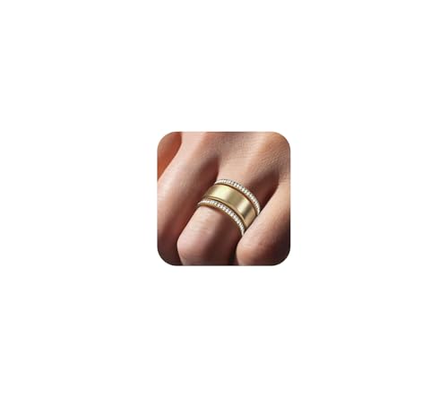 LRMEUMA 18K Gold Plated Stacking Rings for Oura Ring, Rhinestone Diamond Style, Smart Health Ring Accessories for Women, Gold 7