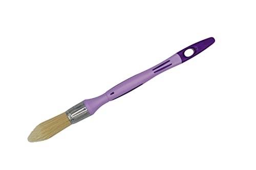 SAVY Pinceau Rond à rechampir Manche Ergonomique bi-matière, sans Perte de Poil, Tous Types de Peinture n°0 - ø 18mm, Violet