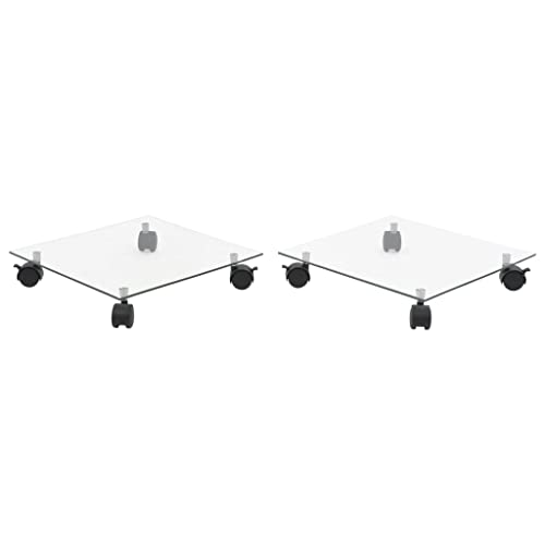 vidaXL 2X Pflanzenroller Hartglas 35x35cm Untersetzer Blumenroller Rollbrett