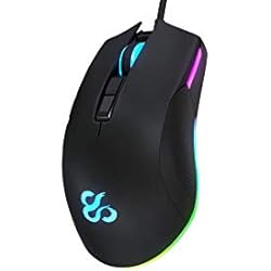 Newskill Eos Ratón Gaming con Cable, Iluminación RGB Personalizable, Sensor Óptico, 16000 DPI Ajustables, 7 Botones Programables, Agarres Laterales de Goma, PC/Mac, Negro