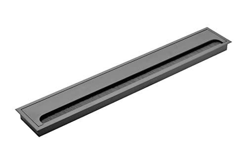 GTV - Manchon de câble Merida - Passe-câble avec couvercle d'ouverture - Passe-câbles rectangulaire - Organisation des câbles pour meubles - Pour l'installation dans le plan de travail - 80 x 500 mm -