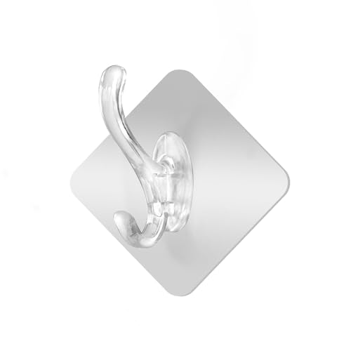 Image of Self Adhesive Heavy Duty Wall Hooks for Hanging Transparent Stainless Steel Waterproof Hooks for Kitchen, Bathroom, Home & Office (Wall-Mounted Adhesive Sticky Wall)