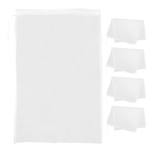NOLITOY Lot de 5 Sachets Filtrants Réutilisables à Maille Fine 30X45 CM en Tissu Alimentaire pour Lait de Noix Jus de Fruits et Vin Filtre Alimentaire Multi-Usages Cuisine et