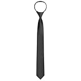 ERDOGLY Men's Pre Tied Necktie, Adjustable Zipper Skinny Black Ties for Men, 2.35 inch Solid Color Neck Ties for Wedding, Graduation, School Uniforms