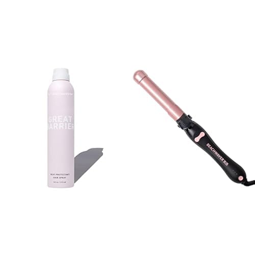 Beachwaver Great Barrier Heat Protectant Hair Spray and 1.25-Inch Ceramic Barrel Curling Iron Bundle