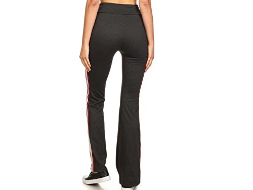 KIKISTO Heather Charcoal Flare Pants W/Side RED/Gold Metallic 92% Polyester 8% Spandex3