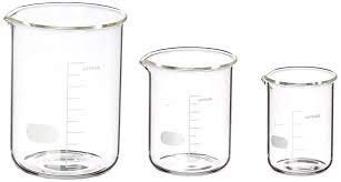 ABG BOROSILICATE GLASS BEAKERS 50ML, 100ML, 250 ML IN A BOX.