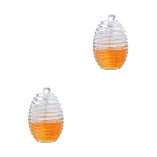 GRIRIW 2pcs Jar for Syrup Storage Pot Acylic Honey Jar Juice Dispenser Honey Container Glass Dipper
