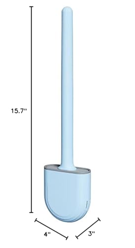 Image of New Brush Removable Toilet Brush, Sewn Soft Plastic Toilet Brush, Toilet Brush and Holder Set, Wall Mounted Toilet Bowl Brush, Compact Toilet Scrub Brush with Holder for Bathroom (Blue)