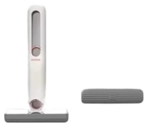 Eiuuioj ポータブル小型モップ ハンドヘルドモップ ミニ洗えるスポンジモップ 床こすり落とし 吸収性モップ スクレーパー付き 車/窓/壁/鏡/床/天井用 コンパクト ウェット&ドライ 手洗い不要 浴室掃除用品 (B)