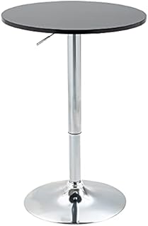 HOMCOM Round Height Adjustable Bar Table Counter Pub Desk with Metal Base for Home Bar, Dining Room, Kitchen, Black