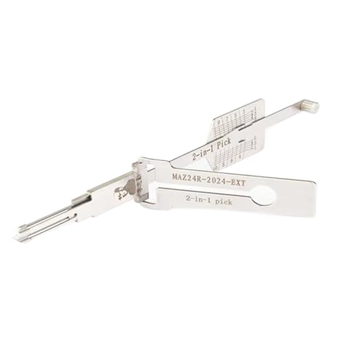 Qxiao MAZ24R-2024-EXT Dietrich-Werkzeug für Doppelrillentürschloss Pro, 2-in-1-Decoder und Pick-Werkzeuge, Autoschlüsselleser, Mehrzweck-Edelstahl-Wartungsreparatur-Kits, robuste Handwerkzeuge