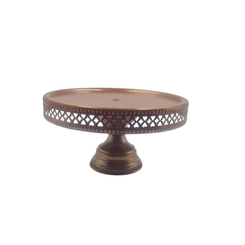 Image of Non Revolving Cake Stand Pedestal 9 inch Diameter (Top), Strong Metal (Copper)