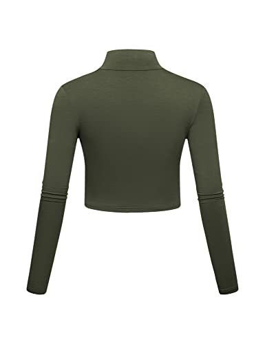 Image of Kindcall Lightweight Mock Turtleneck Crop Tops Long Sleeve Casual Base Layer for Women