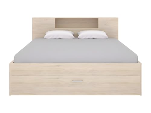 Miniatura 5 de DEKIT GRUPO RIMOBEL LANKA - Cama de matrimonio con almacenaje en cabecero y bajo cama - Natural - 95x149x218 cm